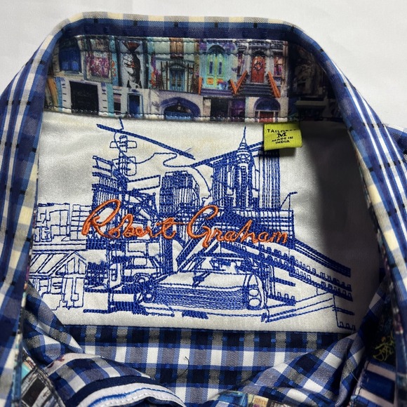 Robert Graham Tailored Fit Men Medium Cotton Long Sleeve Button Up Shirt - Picture 5 of 10